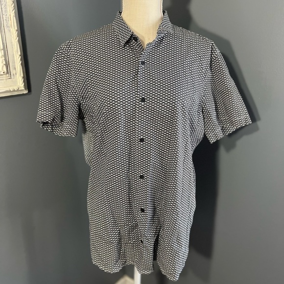 Armani Exchange Fitted Casual Button Up Shirt Micro Pattern Winter 2015 Men's L - Picture 1 of 9